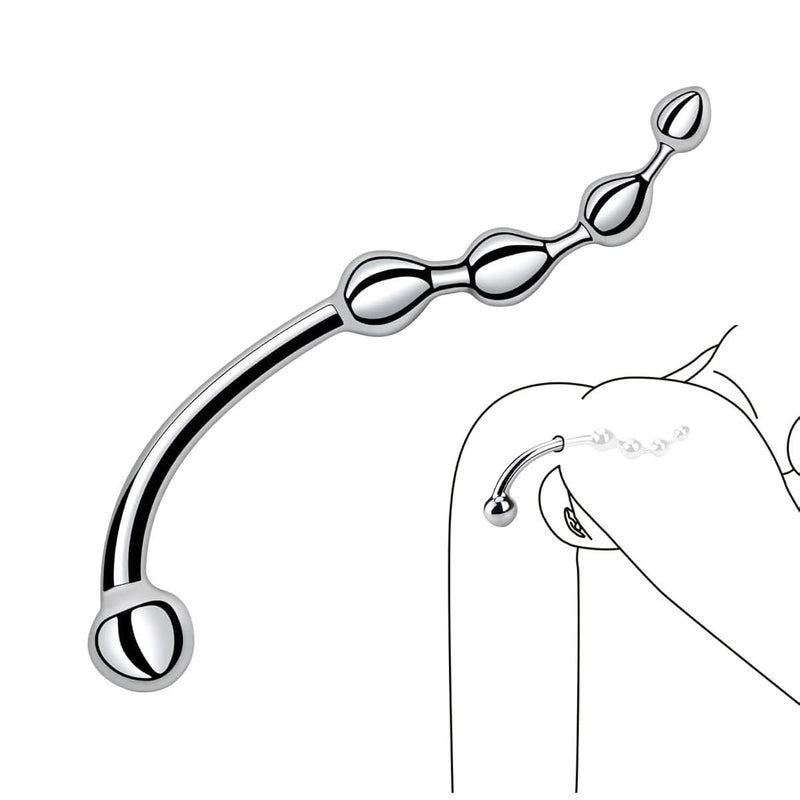 Stainless Steel Multi-Point Pull Bead Massager Masturbation Stick, Backyard Plug Double-Headed Anal Plug,Delivers Amazing Prostate And G-Spot Stimulation Adult Sex Toys (4 Beads)