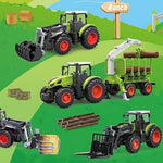 Remote Control Tractor Farm Playset 2.4Ghz Electronic Rc Tractor With Trailer And Timber Truck, Farm Toys Set With Wood Grabber Multifunctional Headers Farmers For Kids Age 3 4 5 6 Years Old