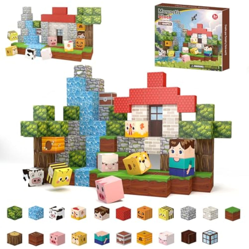Magnetic Building Blocks - 100 Pieces Magnetic Building Blocks, Kids Stem Game Toys, Gifts For Boys And Girls Ages 3+, Set For Sensory Toys In The Classroom Educational & Learning For Ages