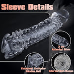 Penis Sleeve With Cock Ring Sex Toys, Adult Sex Toys Reusable Ultra-Soft Penis Cuff Cock Sleeve Realistic Male Adult Toys Penis Enlarger Extender For Enhance Erection Delay Ejaculation(Clear)