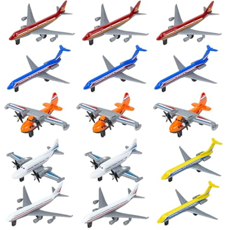 Airplane Toy, 15 Pack Diecast Toy Airplanes Stocking Stuffers For Boys Age 3 4-7 8-12, Alloy Model/Glider Planes/Airlines Plane Toys For Kids Birthday Airforce Party Favors