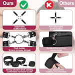 Bdsm Sexual Bondage 6-Piece Set Couple Sex Toys, With Adjustable Thigh Cuffs Ankle Cuffs Handcuffs Belt Cross Strap Blindfold Suitable For Women, Men, Couples And Couples Fun Sex Games