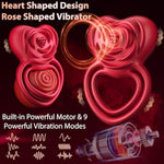 Vibrating Cock Ring Set For Couples, Soft Body-Safe Silicone Double Penis Ring With Rose Heart Design, Clitoral Bullet Vibrator, 9 Vibration Modes, 6 Sizes Of Penis Rings For Men & Women Adult Toys