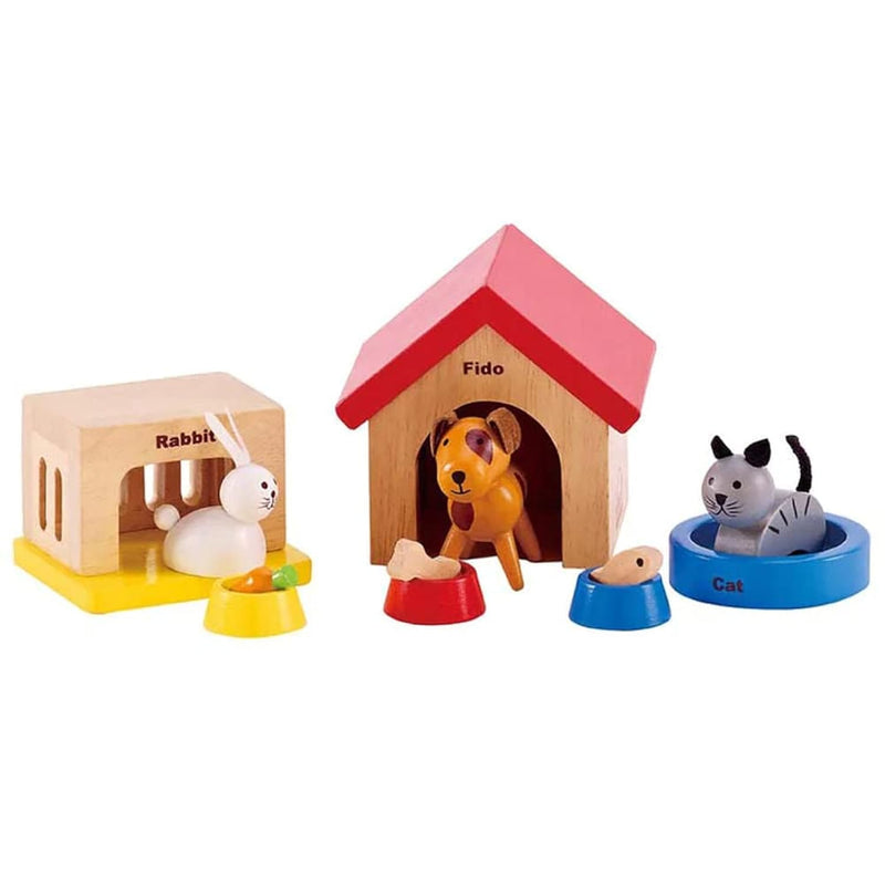 Family Pets Wooden Dollhouse Animal Set by Hape | Complete Your Wooden Doll