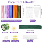 800 Piece Pipe Cleaners Craft Kit, 13 Colorful Pipe Cleaners Flower Set