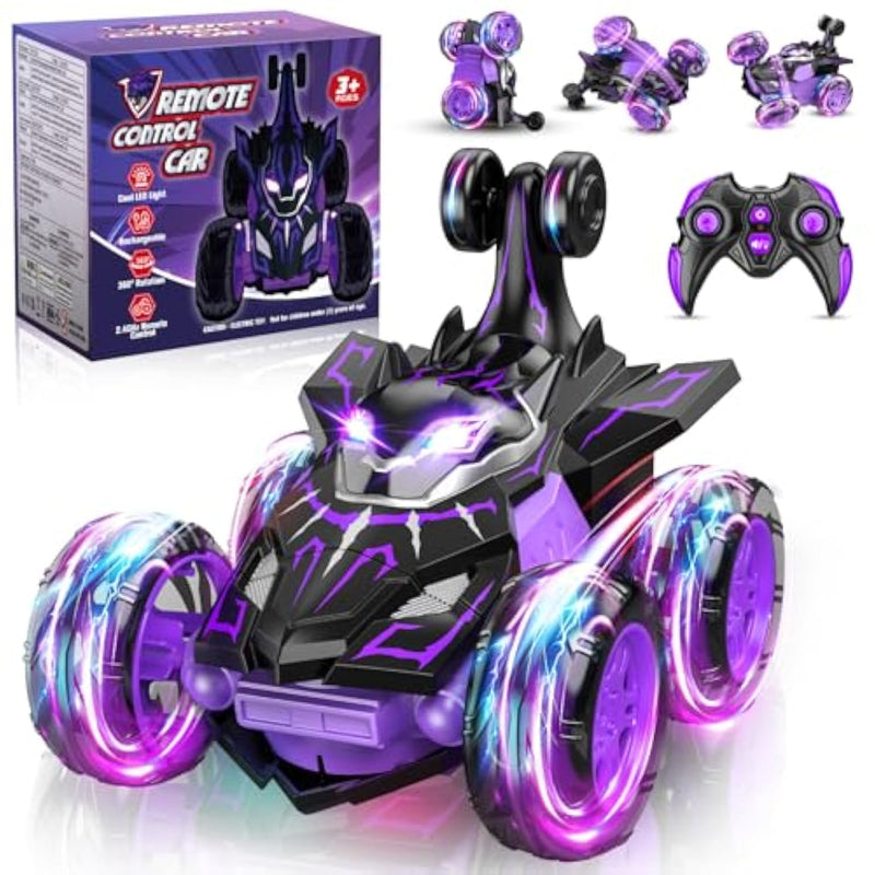 Remote Control Car,Rc Cars For Boys With Double Sided 360° Flip & 4Wd Wheel Lights,Rechargeable Monster Truck Car Toys For 4 5 6 7 8 9 10 Year Old Birthday Gifts Christmas Stuffers For Kids Age 4-12