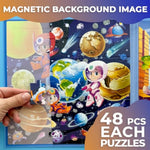 Magnetic Puzzles For Toddlers 4-6 - 2X48 Travel Puzzle Games For Kids Ages 3-5 Years Old - Dinosaur Car Activities Toy For Boys And Girls 2-4 Yo - Space Learning Magnet For Road Trip