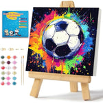 Football Paint by Numbers Kit for Kids with Frame and Easel 8x8 inches