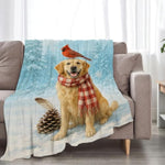 Golden Retriever Blanket Funny Dog Cardinal Throw Blanket Soft Warm Cozy Fuzzy Plush For Girls Women Lightweight Fleece Flannel Stuff Decor Blankets For Kids Adults 50"X40"
