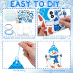 48 Sets Winter Snowman Craft Kit, DIY Christmas Hanging Ornaments for Kids