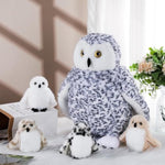 5 Pcs Snowy Owl Stuffed Animal 16 Inch Mommy Stuffed Plush Toy With 4 Baby Owl In Zippered Tummy Cuddly Plushies Toy Gifts For Kids Adults Birthday Christmas Party Decors