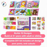 DIY Pom Pom Art Kit for Kids Ages 3-5, Makes 10 Creative Craft Projects