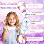 DIY Custom Glitter Pen Making Craft Kit with Charms for Kids 15 Pieces