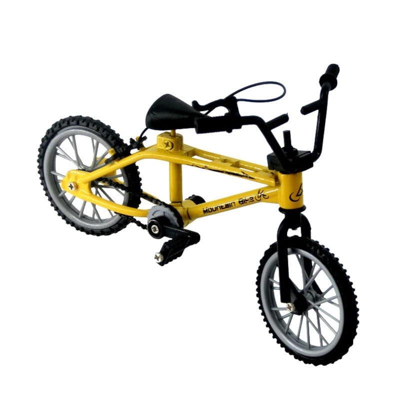 1/18 Scale Diecast Finger Mountain Bike Bicycle Model, Miniature Art Craft Decor, Yellow