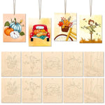 10 Pcs Large Fall Wooden Ornaments to Paint, Pumpkin, Scarecrow & Maple Leaf Crafts