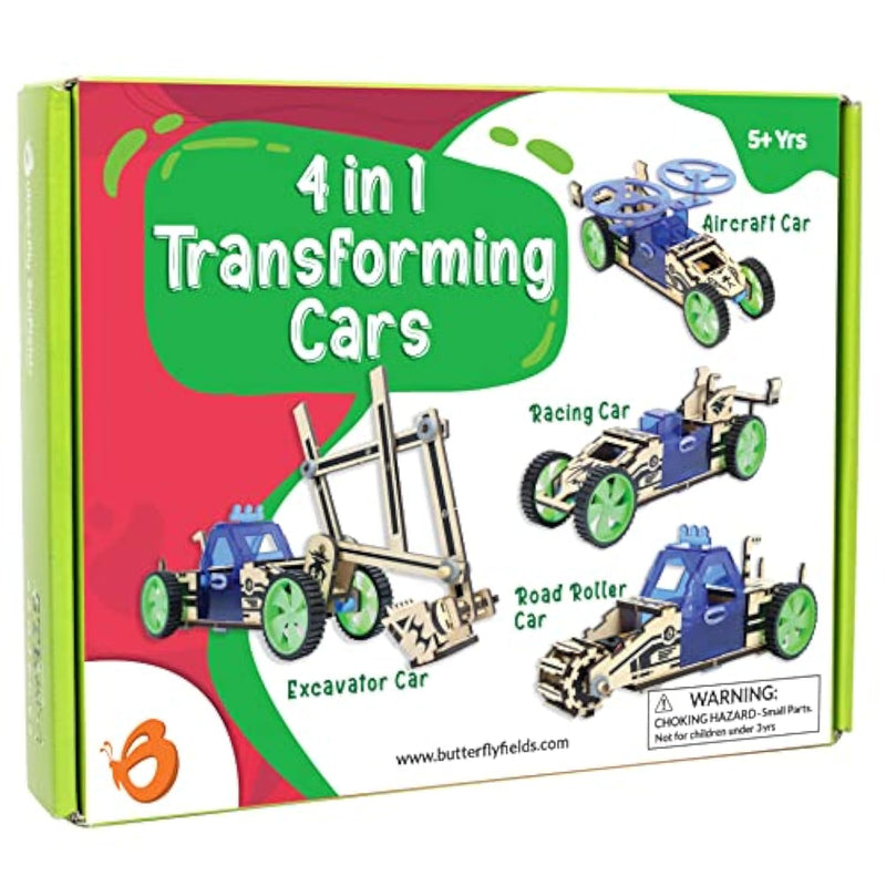 Butterflyedufields 4In1 Stem Building Car Kits For Kids - Diy 3D Wooden Puzzle Toys, Educational Stem Gifts For Ages 6 To 12