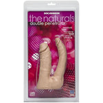 Doc Johnson The Naturals - Double Penetrator Dildo - Thick and Thin Dildo Attached at Balls - Made of Body-Safe PVC - Proudly Made In America - Dildo - White