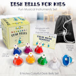 Desk Bells For Kids | Educational Music Toys For Toddlers 8 Notes Colorful Hand Bells Set | Kids Musical Instrument With 15 Songbook | Great Birthday Gift For Children