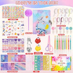 Mermaid Diary Gift Set with Scrapbook Paper, Stickers, and Pompom Pen