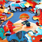 Jumbo Floor Puzzle For Kids,Fire Rescue Jigsaw Large Puzzles,48 Piece Firefighter Fireman Fire Truck Puzzle For Toddler Ages 3-5,Children Learning Preschool Educational Toys,Gift For 4-8 Years Old