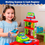 Supermarket Playset For Kids — Grocery Store Pretend Play With Toy Shopping Cart, Cash Register, Scanner & Play Food Accessories – Fun Gift For Ages 3+