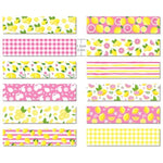 12 Rolls Pink Lemon Washi Tape Set for Journaling, Scrapbooking & DIY Crafts
