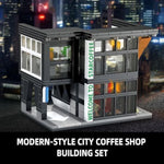 City Coffee House Architecture Building Blocks Set For Adults, Street View Modern Cafe Shop Building Construction Toy With Light, Christmas Birthday Gift For Kids Boys Girls 6-12 (581 Pcs)
