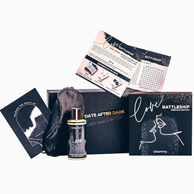 Premium Love Battleship Card Game for Couples and Relaxing Massage Set with Avocado Oil
