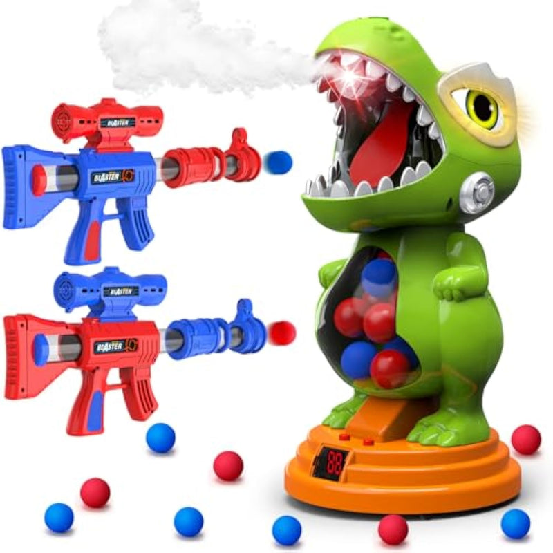 Dinosaur Shooting Toys For Boys 4 5 6 7 8 Years Old, Movable Electronic Scoring Target Game With 2 Toy Gun, Spray & Light & Sound, 24 Foam Balls, Christmas Birthday Gift For Kids 3-5, 5-7