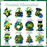 48 Pcs Christmas Rainbow Scratch Art Ornaments with Wooden Sticks for Kids
