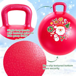 Hopper Ball For Girls & Boys 3-8 With Free Hair Clips, Santa Claus Red 18In Bouncy Ball With Handle For Kids, Christmas Hopping Toys Indoor And Outdoor Play Includes Pump