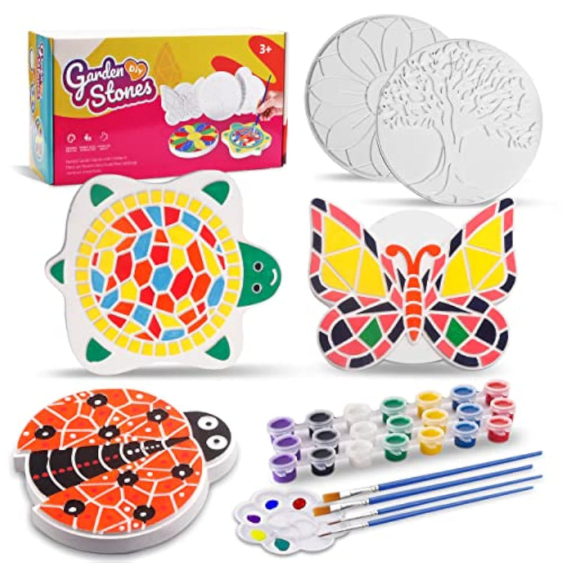 5 Pack Paint Your Own Stepping Stone Kit, Ceramic Painting Craft for Kids