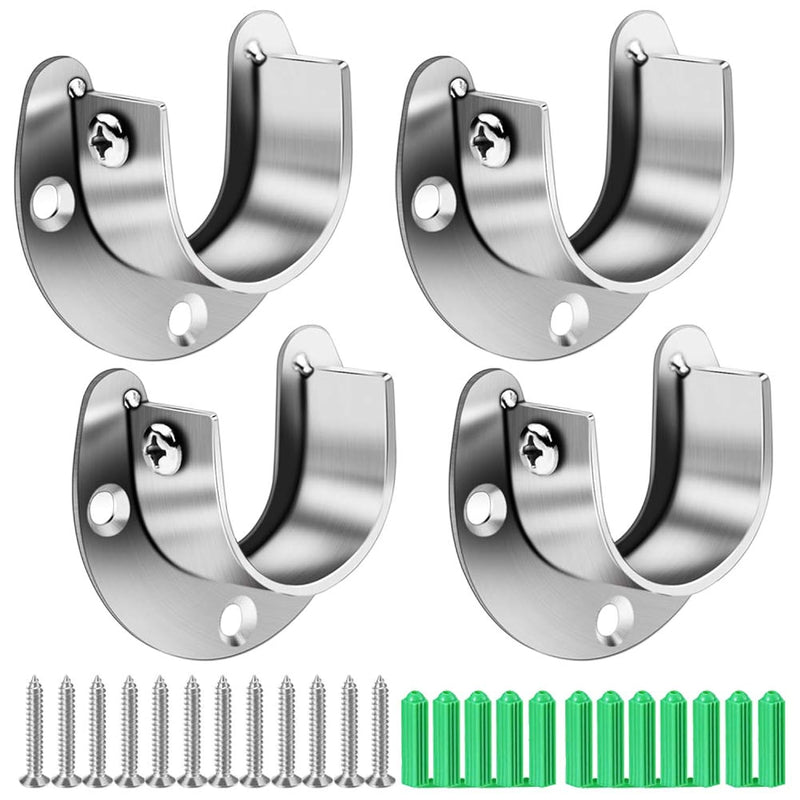 4 Pcs Closet Rod Holder Support U Shaped Rod Socket Flange Set Heavy Duty Closet