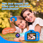 Upgrade Kids Selfie Camera, Christmas Birthday Gifts For Boys Age 3-9, Hd Digital Video Cameras For Toddler, Portable Toy For 3 4 5 6 7 8 Year Old Boy With 32Gb Sd Card-Navy Blue