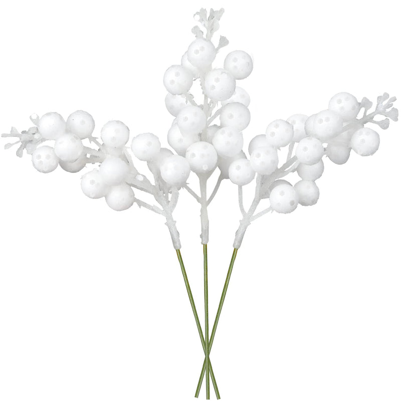 16Pcs Christmas Glitter Berry Stems, 7.8" Artificial Christmas Picks For Chris