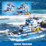 Police Boat Building Set, 480 Pcs City Boat Stem Building Toy, Including Kayaks And Police Speedboats Toy Christmas, Birthday Gift For Kids Boys Girls 6 7 8 9 10+