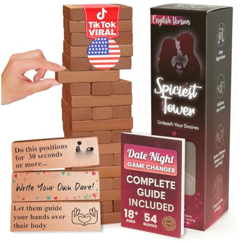 54 Sex Games & Couples Games - Spiciest Tower To Play With Sex Toys For Adults - Relationships - Exciting, Pleasing & Funny Challenges - Date Night Couples Games - Valentine'S Day Gift Naughty