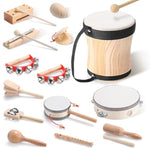 Toddler Musical Instruments Set 13 Pcs Montessori Wooden Percussion Instruments With Drum Preschool Educational Baby Early Learning Music Toys Set For Little Boys Girls Kids Children Gifts