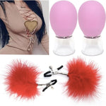 Pink Nipple Corrector For Flat Inverted Nipples For Breastfeeding Mother Or Women Vacuum Cup, Non-Piercing Feather Nipple Clip Clamps