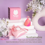 Menstrual Cup with Ring Easy Removal - Sustainable Tampon and Pad Alternative - Reusable - Soft Flexible No Leak 12 Hr Protection (Small Blue)