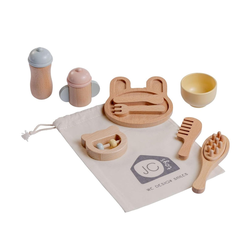 Parfait Collection Real Wood 10 Piece Baby'S First Care Set For Dolls And Stuf