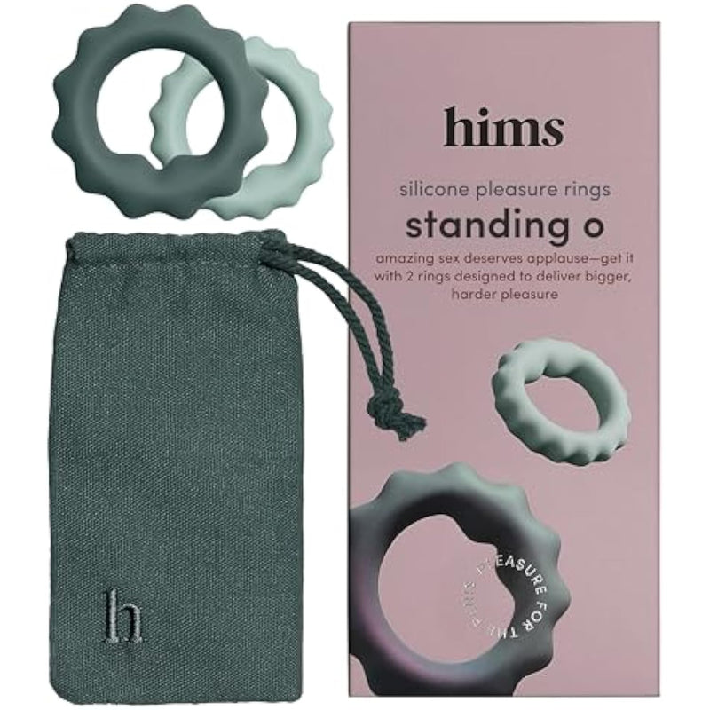 Hims Standing O Penis Rings - Silicone Cock Ring Set For Harder Erections - Skin-Safe Couples Sex Toy For Stimulation - Adjustable Pleasure Rings For Men - Penis Ring Set Of 2