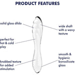 Dazzling Crystal 1 | 22 Cm | G-Spot Dildo | Borosilicate Glass Dildo | Nubbed Structure For More Stimulation | Wide Shaft With Wavy Structure | Hot & Cold Temperature Play (Transparent)