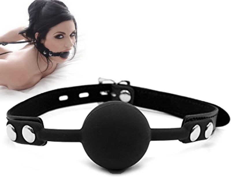Adjustable Leather Ball Gag – Soft Silicone Mouth Restraint for BDSM & Bondage Play