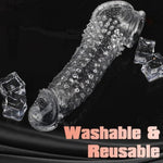 Penis Sleeve With Cock Ring Sex Toys, Adult Sex Toys Reusable Ultra-Soft Penis Cuff Cock Sleeve Realistic Male Adult Toys Penis Enlarger Extender For Enhance Erection Delay Ejaculation(Clear)