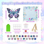 Butterfly Diamond Art Kit for Kids Ages 8-12, Gem Painting Craft with Frame