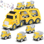 Toddler Car Toys For 3 4 5 Years Old Construction Transport Truck With 4 Pack Small Pull Back Construction Vehicles Friction Power Cars Christmas Birthday Gifts For Kids Boys Girls