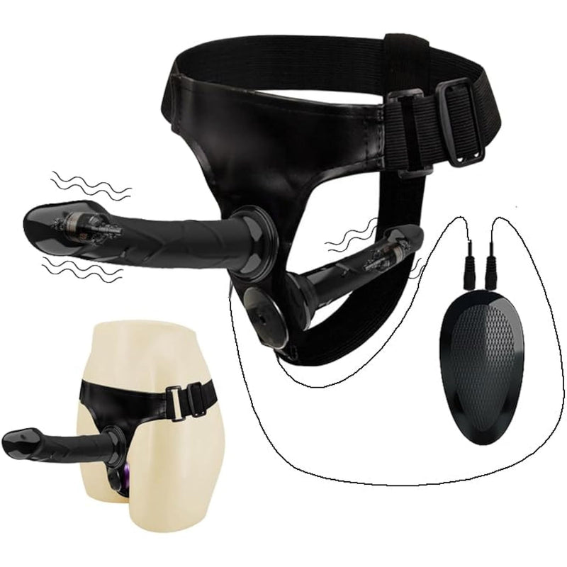 Vibrating Harness Strap-On Dildos 10 Vibration Modes Butt Plug G-Spot Prostate Stimulation For Women Couple Lesbian Sex Toy Vibrator Remote Control With Aaa Battery Power(Battery Not Included)