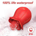 Clitoral Licking Tongue Rose Sex Toy Vibrator Stimulator For Women, Vibrating Rose Adult Women Couples Sex Toys With 10 Modes, Female Mini Clitoris Nipple Vibrator For Woman Her Pleasure (Red Rose)