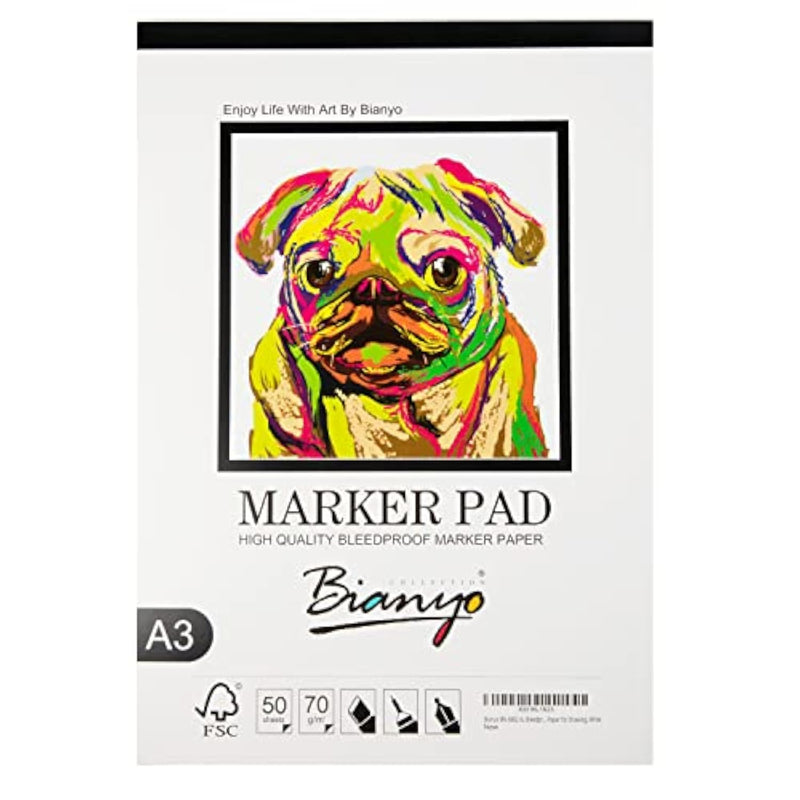 A3 Bleedproof Marker Paper Pad, 50 Sheets, 70 GSM, 100% Cotton